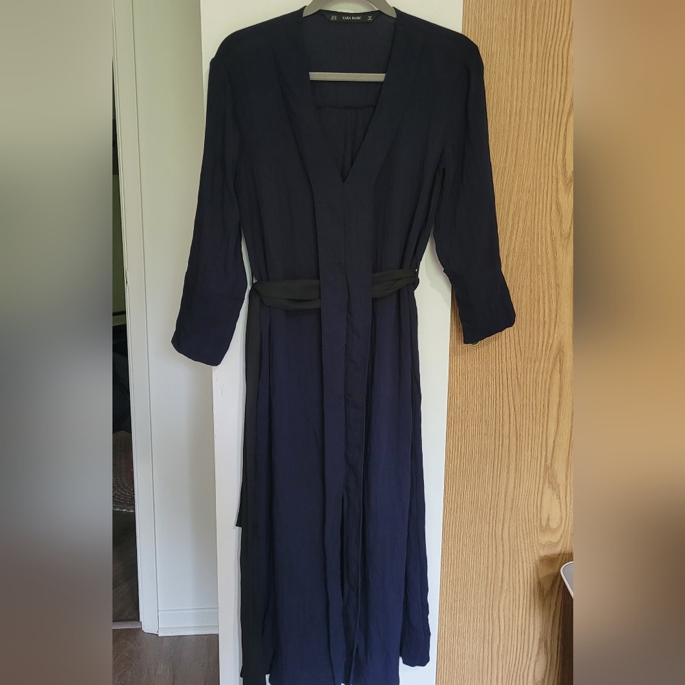XS/S Zara Navy Blue Midi Wrap Dress